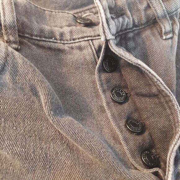 PacSun Distressed Crop Jeans Button Fly Womens Size 26 Black Ripped Fringe - Picture 14 of 16